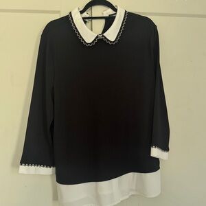 Karl Lagerfeld Black and White Collar Blouse